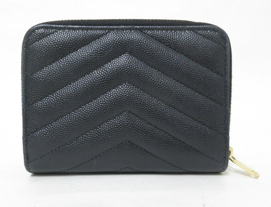 Yves Saint Laurent Paris V-stitch YSL logo leather compact wallet 403723