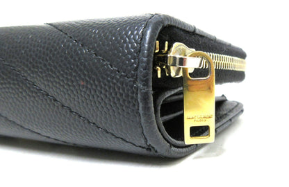 Yves Saint Laurent Paris V-stitch YSL logo leather compact wallet 403723