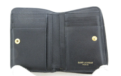 Yves Saint Laurent Paris V-stitch YSL logo leather compact wallet 403723