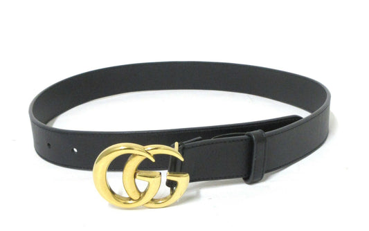 Gucci Double G Belt 414516 Black/Gold Size 75