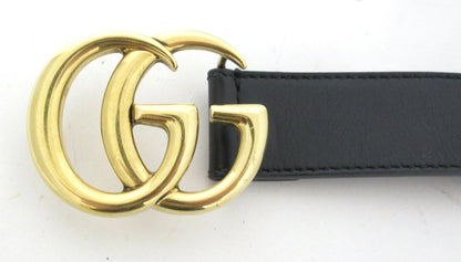 Gucci Double G Belt 414516 Black/Gold Size 75