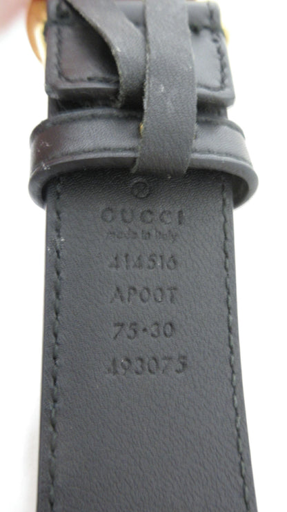 Gucci Double G Belt 414516 Black/Gold Size 75