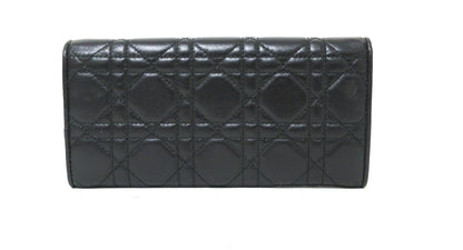 Christian Dior Cannage Leather Chain Wallet with Logo Charm
