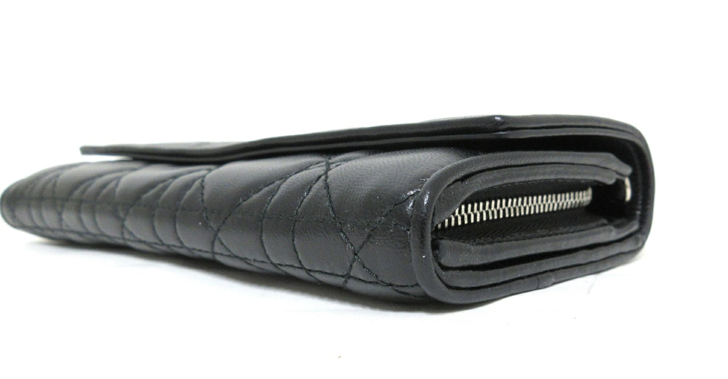 Christian Dior Cannage Leather Chain Wallet with Logo Charm