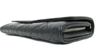 Christian Dior Cannage Leather Chain Wallet with Logo Charm
