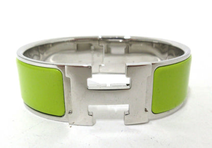 Hermes Clic Clac H Wide GM Bangle Yellow Green/Silver Bracelet