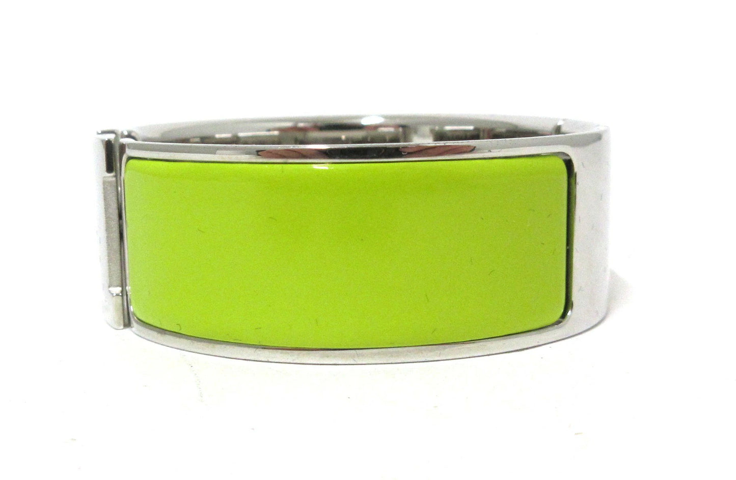 Hermes Clic Clac H Wide GM Bangle Yellow Green/Silver Bracelet