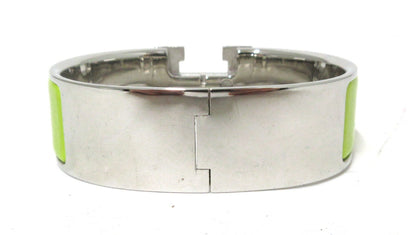 Hermes Clic Clac H Wide GM Bangle Yellow Green/Silver Bracelet