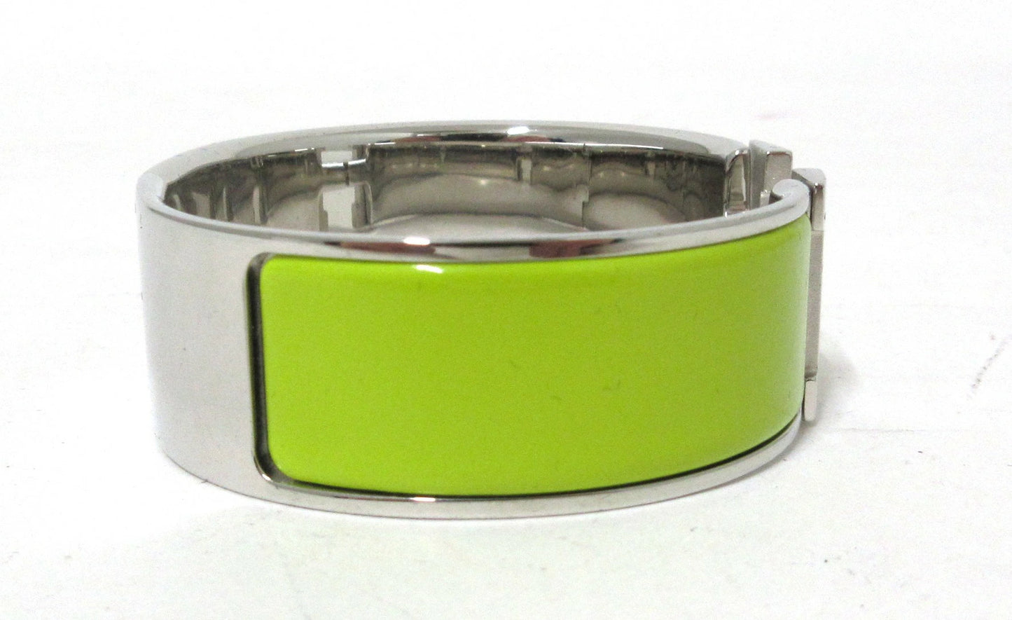 Hermes Clic Clac H Wide GM Bangle Yellow Green/Silver Bracelet
