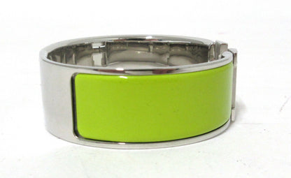 Hermes Clic Clac H Wide GM Bangle Yellow Green/Silver Bracelet