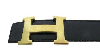 Herrmes Constance Reversible H-belt, size 85, black/brown/gold