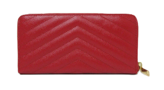Yves Saint Laurent Paris V-Stitch Leather Round Zip Wallet 358094