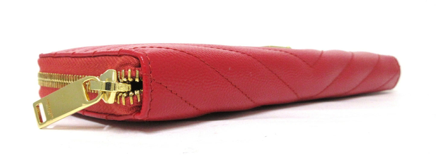Yves Saint Laurent Paris V-Stitch Leather Round Zip Wallet 358094