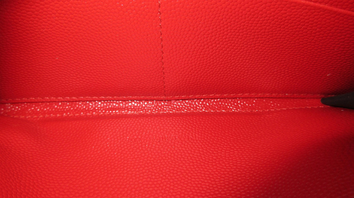 Yves Saint Laurent Paris V-Stitch Leather Round Zip Wallet 358094