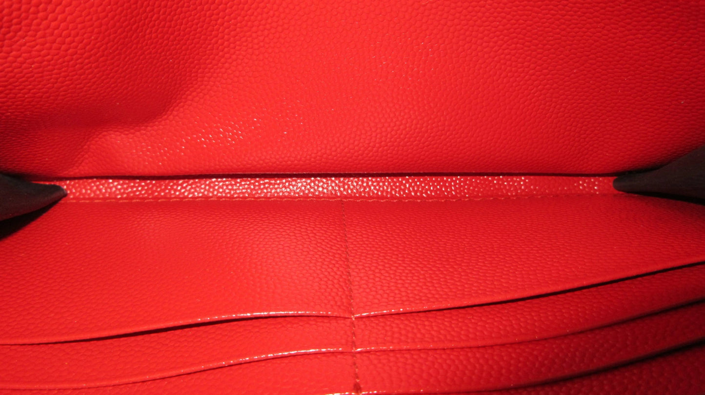 Yves Saint Laurent Paris V-Stitch Leather Round Zip Wallet 358094