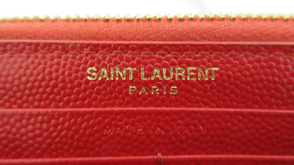 Yves Saint Laurent Paris V-Stitch Leather Round Zip Wallet 358094