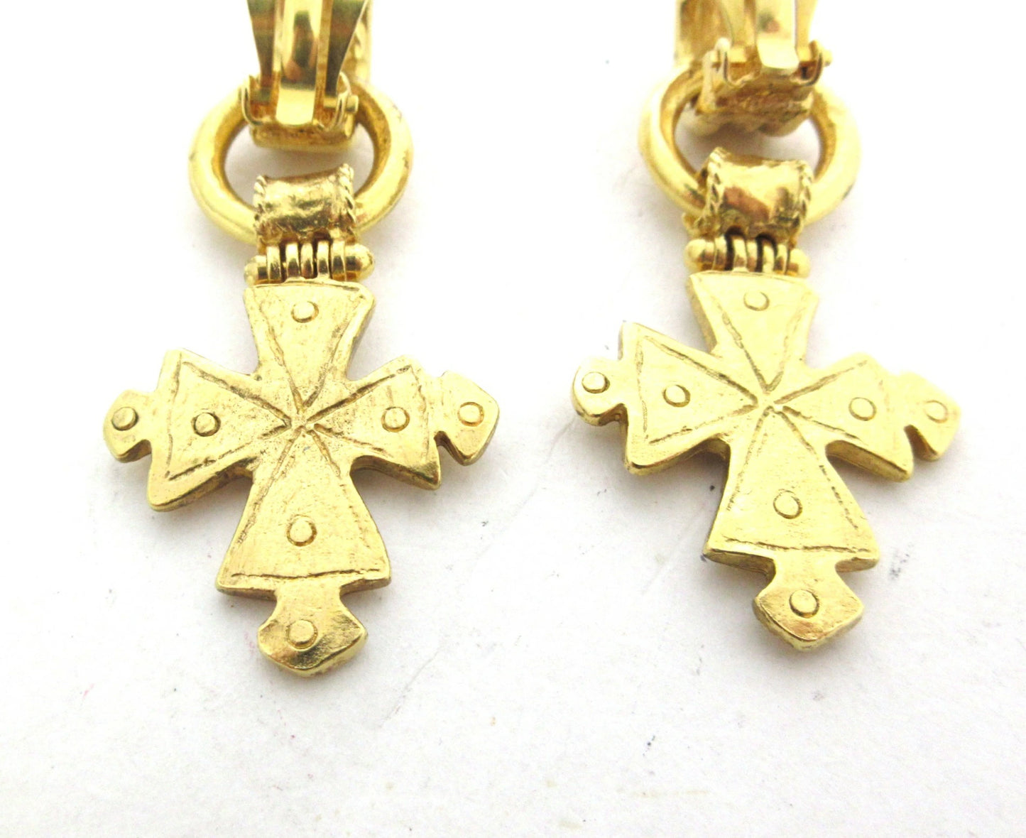 Chanel Coco Mark Earrings 94P Cross Motif Gold Metal