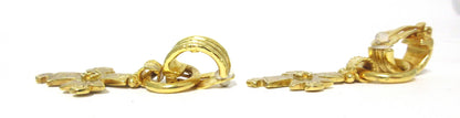 Chanel Coco Mark Earrings 94P Cross Motif Gold Metal
