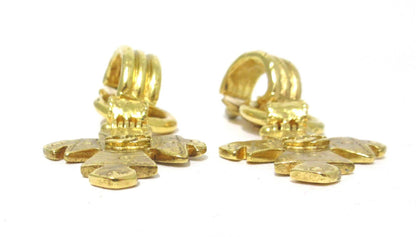 Chanel Coco Mark Earrings 94P Cross Motif Gold Metal