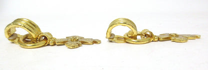 Chanel Coco Mark Earrings 94P Cross Motif Gold Metal