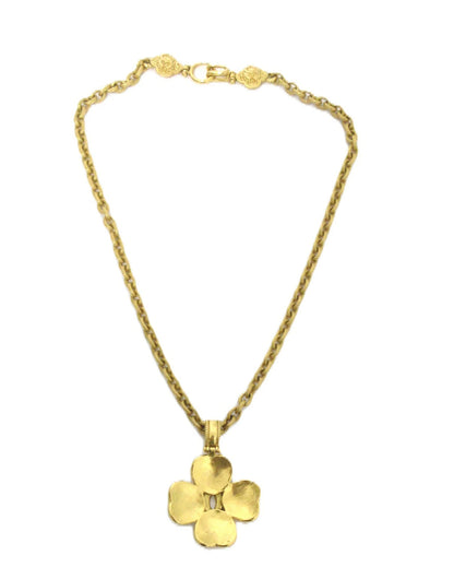 CHANEL Coco Mark Necklace 96A Clover Gold Metal