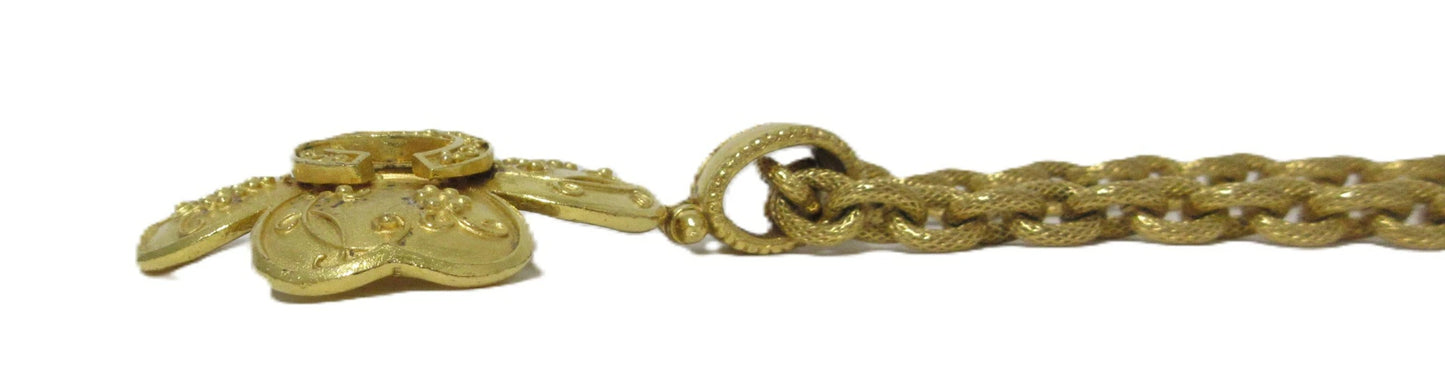 CHANEL Coco Mark Necklace 96A Clover Gold Metal