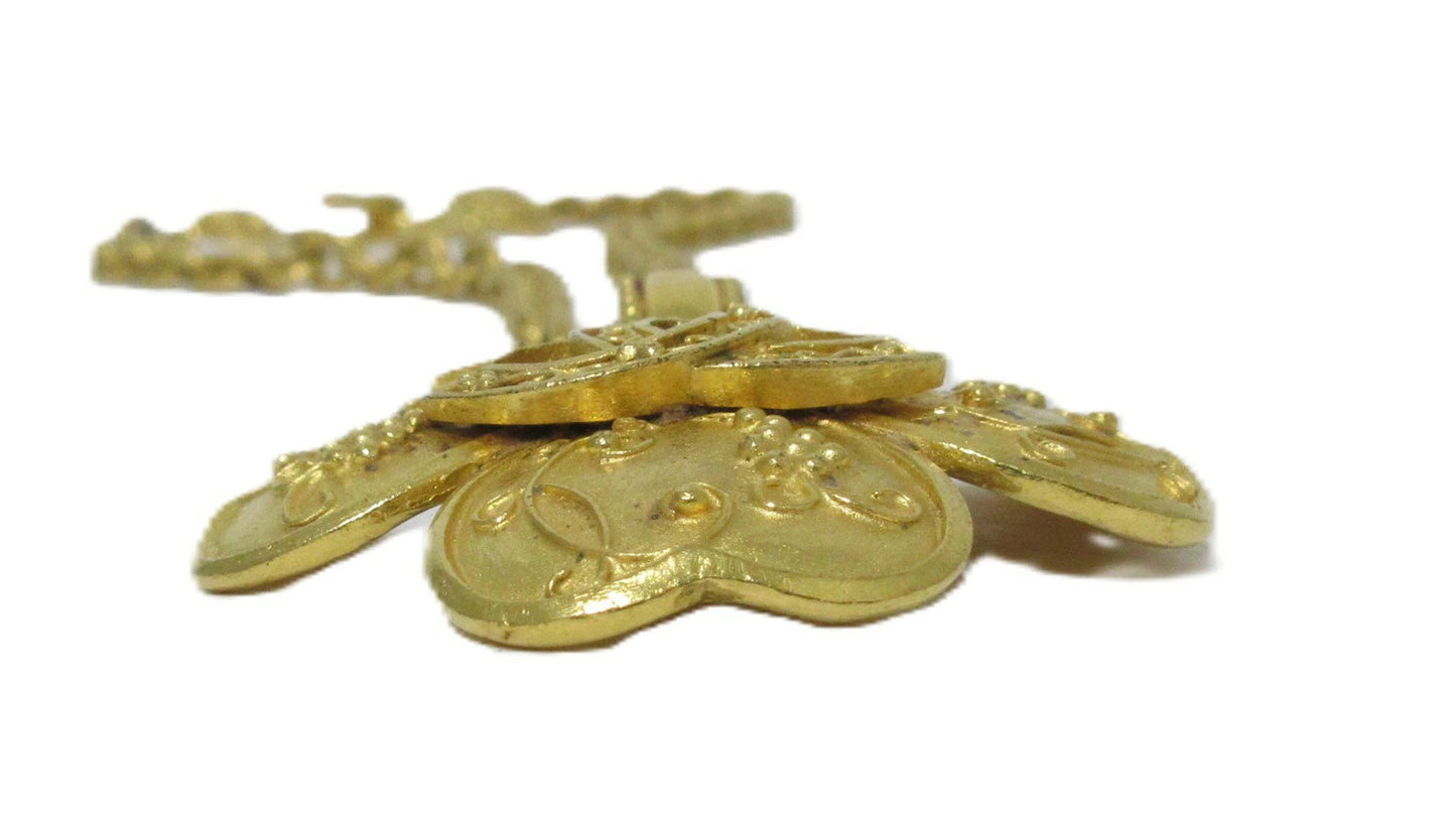 CHANEL Coco Mark Necklace 96A Clover Gold Metal