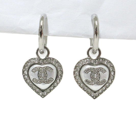 Chanel Coco Mark Heart Earrings with Rhinestones B23B