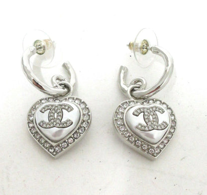 Chanel Coco Mark Heart Earrings with Rhinestones B23B