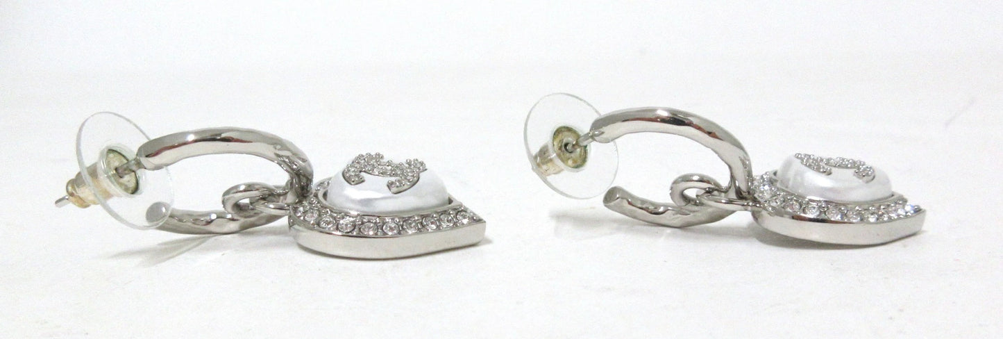 Chanel Coco Mark Heart Earrings with Rhinestones B23B
